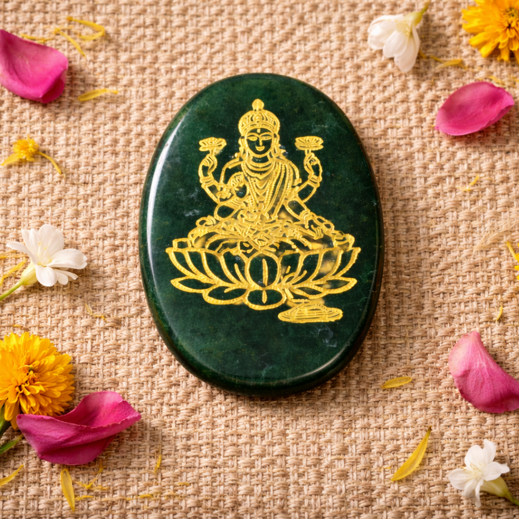 Green Jade Laxmi Zibu Coin for Prosperity