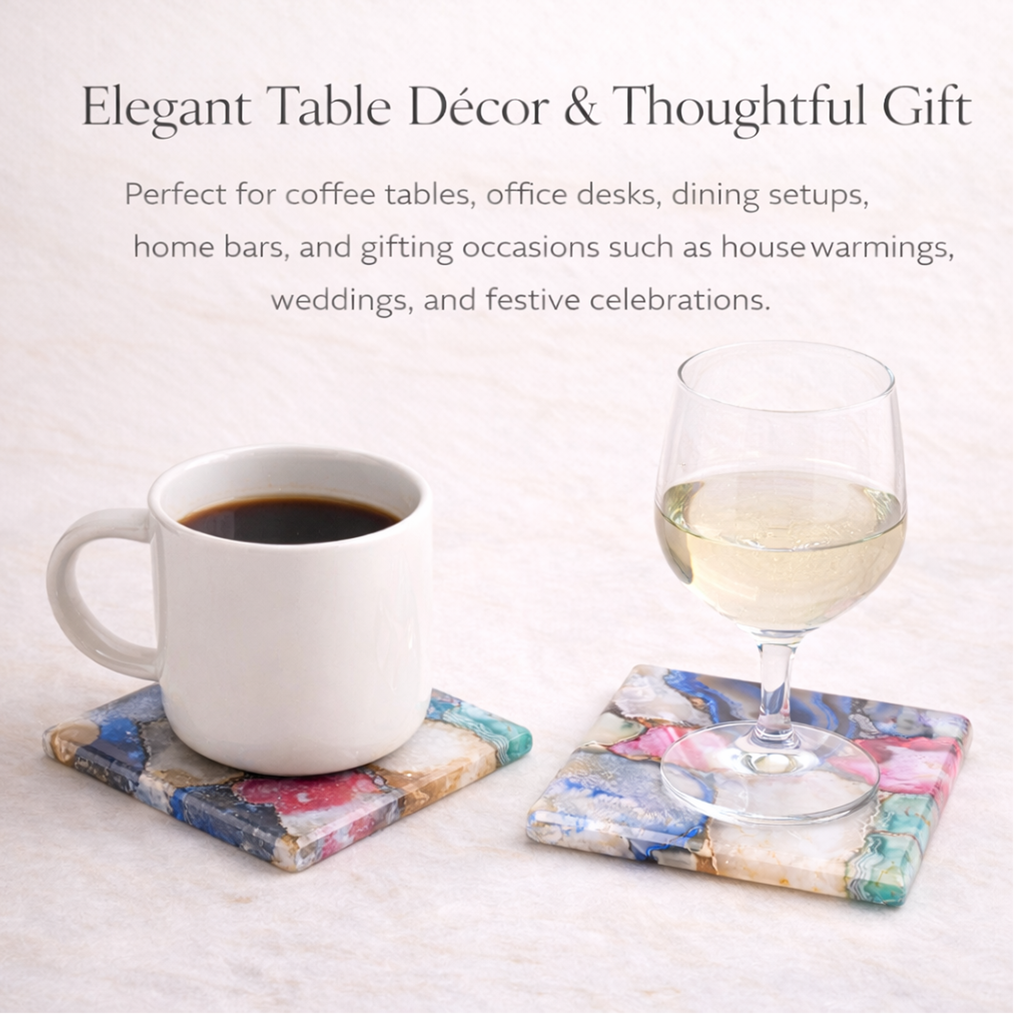 Multi-Color Agate Coaster Set