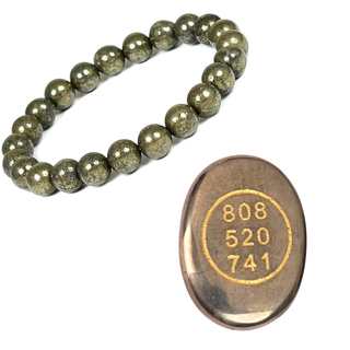 Pyrite Zibu Coin with 8mm Beaded Bracelet Money Switch Coin