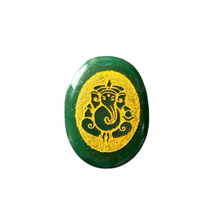 Green Jade Ganesha Zibu Coin for Wealth and Prosperity