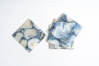 Blue Agate Coaster Set - Polished Edges