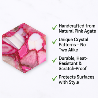 Pink Agate Hexagonal Coaster Set of 4