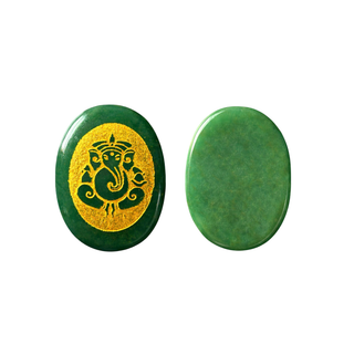 Green Jade Ganesha Zibu Coin for Wealth and Prosperity