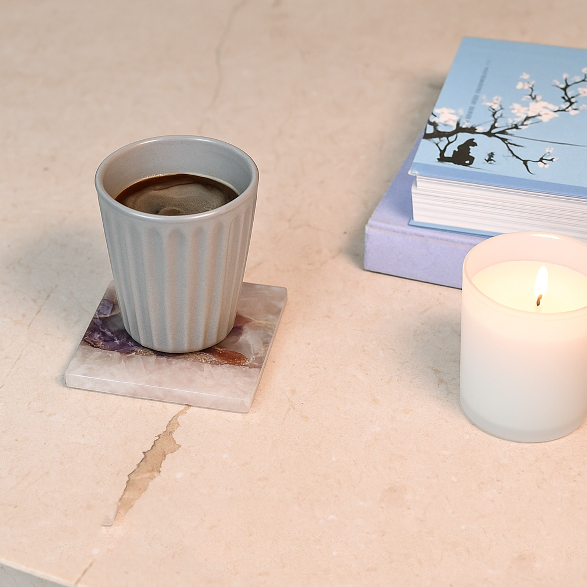 Amethyst with Rose Quartz Coaster Set