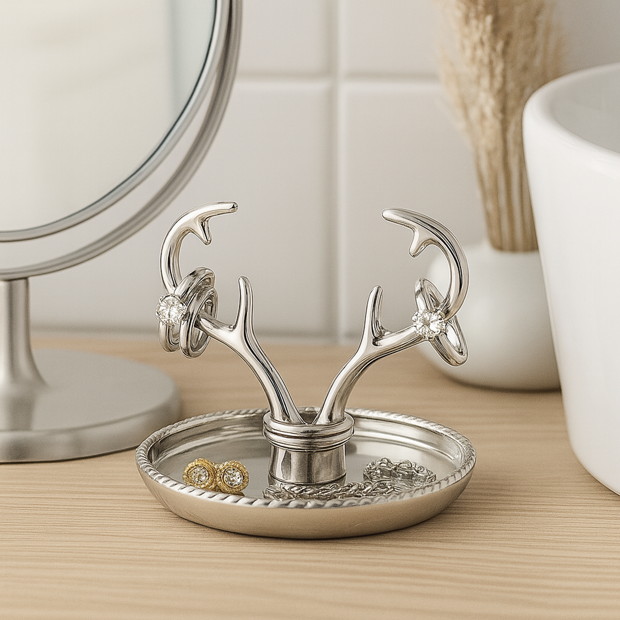 Silver Antler Ring Dish Holder