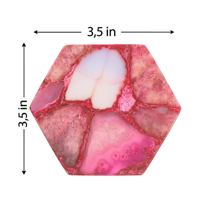 Pink Agate Hexagonal Coaster Set of 4