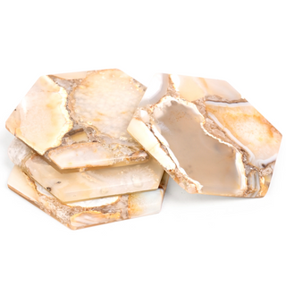 Brown Agate Hexagonal Coaster Set of 4