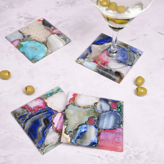 Multi-Color Agate Coaster Set