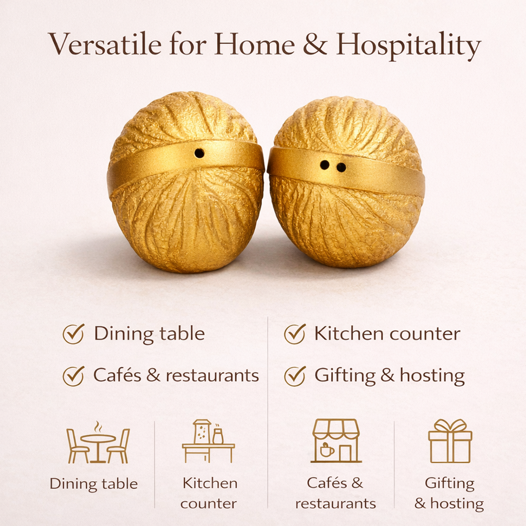 Gold Walnut Salt and Pepper Shaker - Set of 2