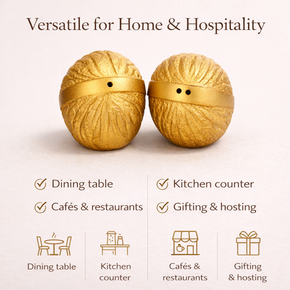 Gold Walnut Salt and Pepper Shaker - Set of 2