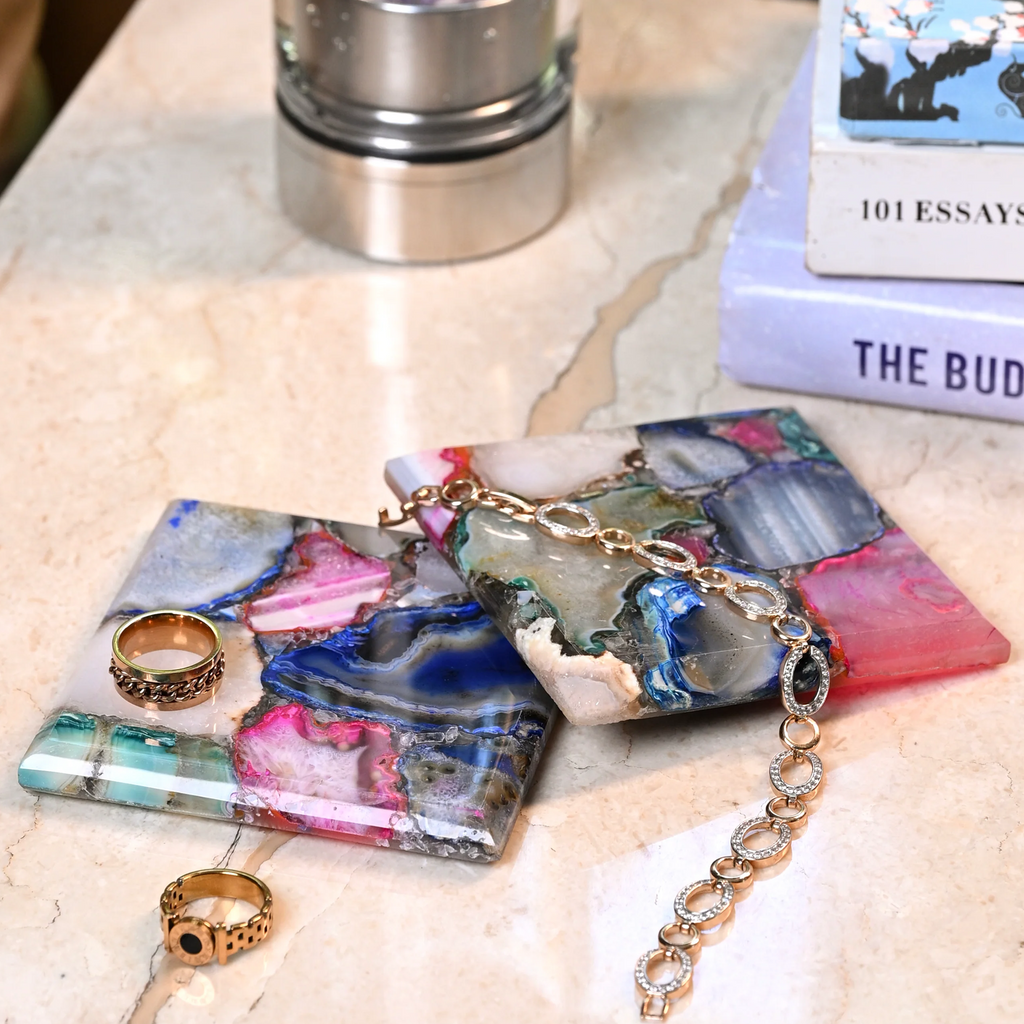 Multi-Color Agate Coaster Set