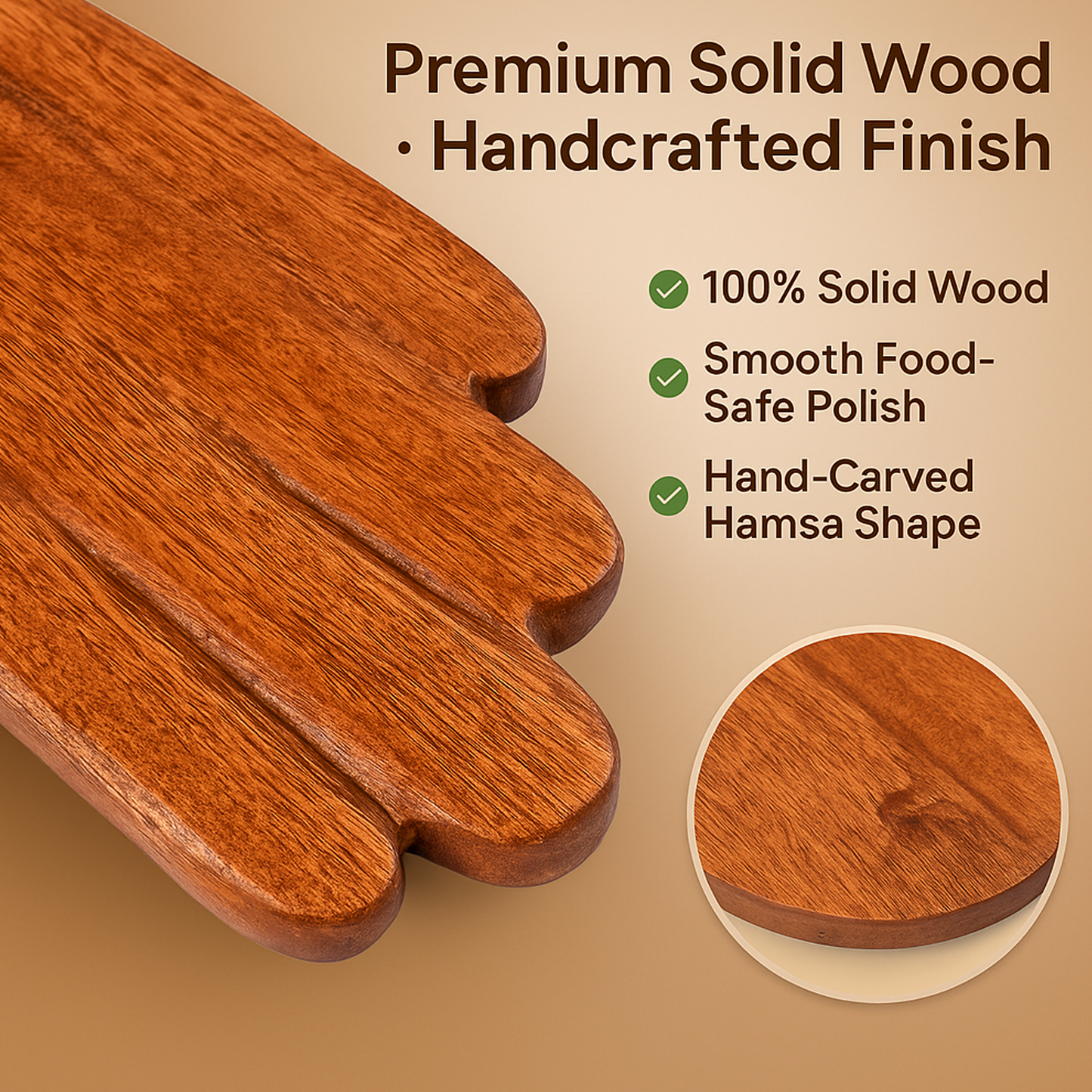 Acacia Wood Hamsa Serving Platter Tray