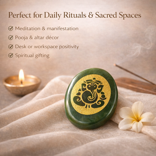 Green Jade Ganesha Zibu Coin for Wealth and Prosperity